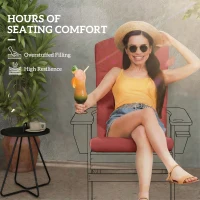 Outsunny Patio Chair Cushion for Adirondack Chairs Replacement Cushion with Back and Ties, Wine Red(m-4)