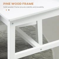 HOMCOM Dining Chairs Set of 2, Kitchen Chair with Slat Back, Pine Wood Structure for Living Room and Dining Room, White(m-6)