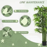 HOMCOM 5.3ft Artificial Tree Set of 2, Indoor Fake Bamboo with Pot, for Home, Office, and Living Room Decor(m-5)
