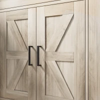 HOMCOM Side Cabinet, Farmhouse Kitchen Storage Cabinet w/ 2 Drawers and Shelves for Living Room, Entryway, Grey(m-10)