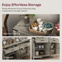 HOMCOM Side Cabinet, Farmhouse Kitchen Storage Cabinet w/ 2 Drawers and Shelves for Living Room, Entryway, Grey(m-4)