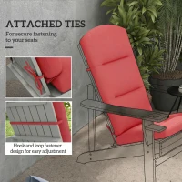 Outsunny Patio Chair Cushion for Adirondack Chairs Replacement Cushion with Back and Ties, Wine Red(m-6)