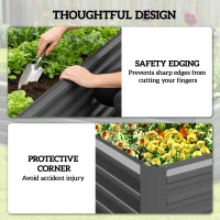Outsunny 6' x 3' x 2' Raised Garden Bed, Galvanized Planter Box for Growing Flowers, Herbs and Vegetables, Dark Grey(m-7)