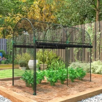 Outsunny Crop Cage, 6' x 3' x 5' Large Plant Protection Tent with Zippered Door, Outdoor Garden Cage, Black(m-8)