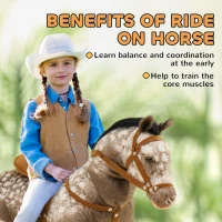 Qaba Kids Ride on Horse with Neighing Sound, Saddle for Ages 3-8(m-4)