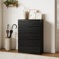 HOMCOM Dresser for Bedroom with 5 Drawers, Modern Chest of Drawers for Living Room, Closet, Hallway, Black(m-1)
