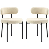 HOMCOM 2 Pieces Kitchen Chairs, Modern Dining Chairs w/ Berber Fleece Upholstery and Steel Legs for Living Room, Beige(m-2)
