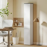 HOMCOM Tall Bathroom Cabinet with 2 Cupboards and Drawer, Slim Bathroom Storage Cabinet with Adjustable Shelves, White(m-7)