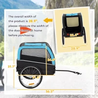 PawHut Dog Bike Trailer, Pet Cart Bicycle Carrier with 20" Air Tires, Quick-Release Wheels, Reflectors, Flag(m-3)