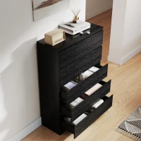 HOMCOM Dresser for Bedroom with 5 Drawers, Modern Chest of Drawers for Living Room, Closet, Hallway, Black(m-10)