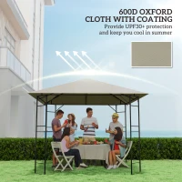 Outsunny 10' x 10' Gazebo Canopy Replacement Cover, Garden Gazebo Roof Replacement, UPF30+, TOP COVER ONLY, Grey(m-6)