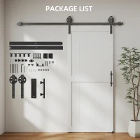 HOMCOM 32inx84in Barn Door with 6FT Sliding Door Hardware Kit, Handle, Upgraded Rollers and Floor Guide, Waterproof, White(m-6)