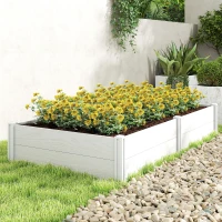 Outsunny Vinyl Raised Garden Bed Kit, 6.5 x 3 x 1ft Elevated Garden Box with Divider and Open Bottom, White(m-10)