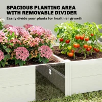 Outsunny Vinyl Raised Garden Bed Kit, 6.5 x 3 x 1ft Elevated Garden Box with Divider and Open Bottom, White(m-5)