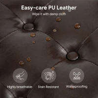 HOMCOM Storage Ottoman Bench, PU Leather Upholstered Bench with Tufted Design, Brown(m-6)