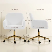 HOMCOM Office Chair, Faux Rabbit Fur Upholstered Vanity Desk Chair, Cream White(m-3)