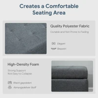 HOMCOM Rectangular Entry Bench, Tufted Upholstered Linen Fabric Wood Feet Storage Ottoman Bench, Grey(m-5)