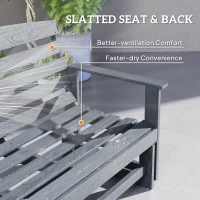Outsunny Patio Glider Bench w/ HDPE Slatted Double Rocking Chair, Distressed Gray(m-7)