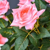 Outsunny 3FT Artificial Plant Pink Rose Floral in Pot, Fake Plant for Home Indoor Decor(m-10)