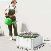 Outsunny Vinyl Raised Garden Bed Kit, 2 x 2 x 1ft Modular Elevated Garden Box with Slotting Legs and Open Bottom, White(m-3)