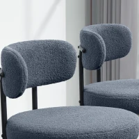 HOMCOM 2 Pieces Kitchen Chairs, Modern Dining Chairs w/ Berber Fleece Upholstery and Steel Legs for Living Room, Grey(m-10)