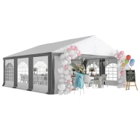 Outsunny 20' x 20' Heavy-duty Large Wedding Tent, Outdoor Carport Garage Party Tent, Patio Gazebo Canopy with Sidewall, Grey(m-11)