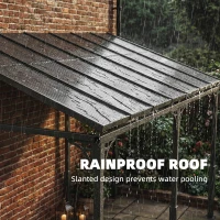 Outsunny 13' x 10' Lean to Gazebo, Hardtop Wall Mounted Outdoor Pergola with Polycarbonate Roof and Metal-Aluminium Frame(m-6)