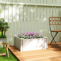 Outsunny Vinyl Raised Garden Bed Kit, 2 x 2 x 1ft Modular Elevated Garden Box with Slotting Legs and Open Bottom, White(m-7)