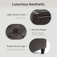 HOMCOM Storage Ottoman Bench, PU Leather Upholstered Bench with Tufted Design, Brown(m-5)