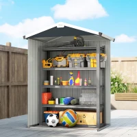 Outsunny 4.4' x 3' Outdoor Storage Shed with Double Doors, Metal Garden Shed for Backyard Patio(m-9)