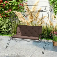 Outsunny Garden Bench Cushion with Backrest, Non-Slip 2 Seater Soft Pad with Ties, Coffee(m-9)