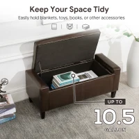 HOMCOM Storage Ottoman Bench, PU Leather Upholstered Bench with Tufted Design, Brown(m-4)
