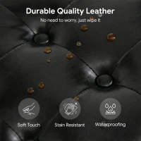 HOMCOM Storage Ottoman Bench, PU Leather Upholstered Bench with Tufted Design, Black(m-6)