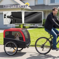 PawHut Dog Bike Trailer, Pet Cart Bicycle Carrier with 20" Air Tires, Quick-Release Wheels, Reflectors, Flag(m-5)