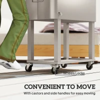 Outsunny 60 Quart Rolling Outdoor Cooler, Portable Rolling Patio Cooler Cart with Locking Wheels, Storage Shelf, Silver(m-7)