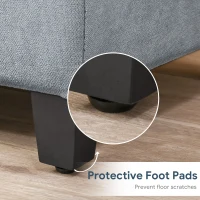 HOMCOM Rectangular Entry Bench, Tufted Upholstered Linen Fabric Wood Feet Storage Ottoman Bench, Grey(m-6)