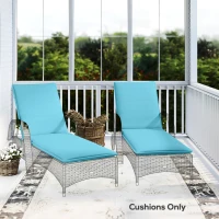 Outsunny Foldable Chaise Lounge Cushion Set of 2, Outdoor Lounge Chair Cushion Set, UPF50+ 200gsm Fabric, 48" x 23", Light Blue(m-8)