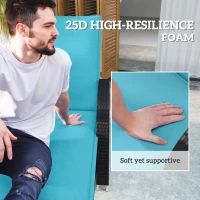 Outsunny Foldable Chaise Lounge Cushion Set of 2, Outdoor Lounge Chair Cushion Set, UPF50+ 200gsm Fabric, 48" x 23", Light Blue(m-5)