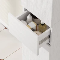 HOMCOM Tall Bathroom Cabinet with 2 Cupboards and Drawer, Slim Bathroom Storage Cabinet with Adjustable Shelves, White(m-10)