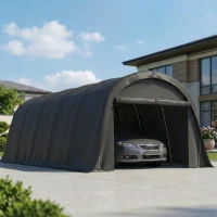 Outsunny 12' x 23.6' Heavy Duty Carport, UPF50+ Portable Garage Car Canopy Tent with Galvanized Frame, Large Door, Dark Gray(m-8)