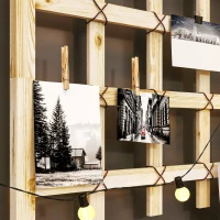 Outsunny Wooden Planter with Trellis, Raised Garden Bed with Wheels, Drainage Holes for Climbing Plants, Flowers, Nature Wood(m-7)