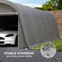 Outsunny 12' x 23.6' Heavy Duty Carport, UPF50+ Portable Garage Car Canopy Tent with Galvanized Frame, Large Door, Dark Gray(m-7)