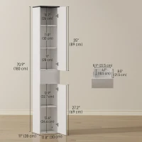 HOMCOM Tall Bathroom Cabinet with 2 Cupboards and Drawer, Slim Bathroom Storage Cabinet with Adjustable Shelves, White(m-3)