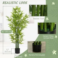 HOMCOM 5FT Artificial Bamboo Tree, Faux Decorative Plant in Nursery Pot for Indoor Decor, Set of 2(m-4)