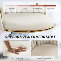 HOMCOM Office Chair, Vanity Chair with Woven Back, Adjustable Height, Rolling Wheels, Cream White(m-5)