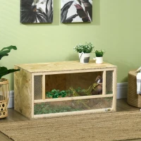 PawHut Wooden Reptile Terrarium with Sliding Door for Chameleon, Lizard, Snake, Frog, Turtle, 31.5" x 15.7" x 15.7"(m-1)