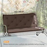 Outsunny Garden Bench Cushion with Backrest, Non-Slip 2 Seater Soft Pad with Ties, Coffee(m-3)