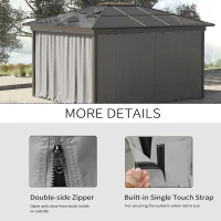 Outsunny 10' x 10' Universal Gazebo Sidewall Set with 4 Panels, Hooks/C-Rings Included for Pergolas & Cabanas, Light Grey(m-5)