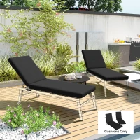 Outsunny 2-Piece Back and Seat Cushion Pillows Replacement, Patio Chair Cushions Set with Ties for Indoor Outdoor, Black(m-1)