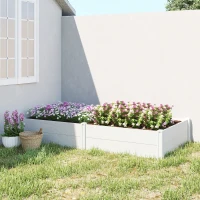 Outsunny Vinyl Raised Garden Bed Kit, 6.5 x 3 x 1ft Elevated Garden Box with Divider and Open Bottom, White(m-8)